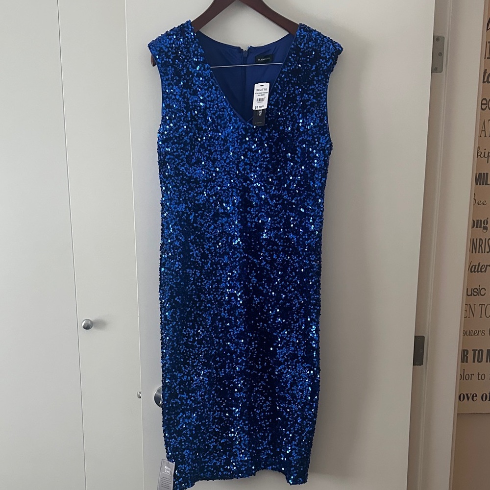 Le Chateau Blue Sequin Midi Dress